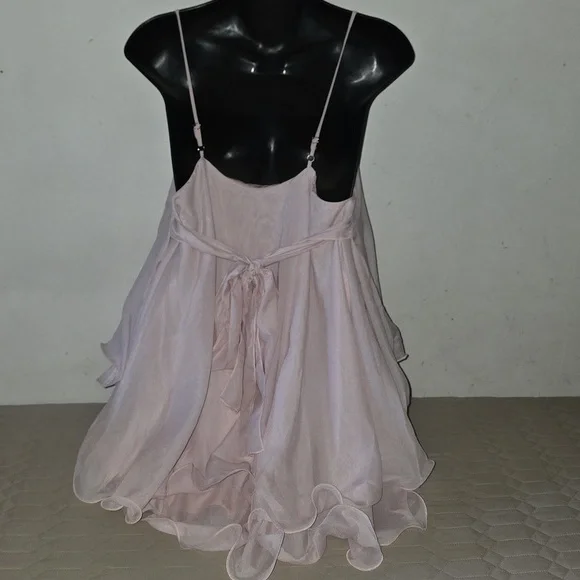 Cider Ruffle Hem Knotted Layered Mesh Cami Top - Picture 5 of 10